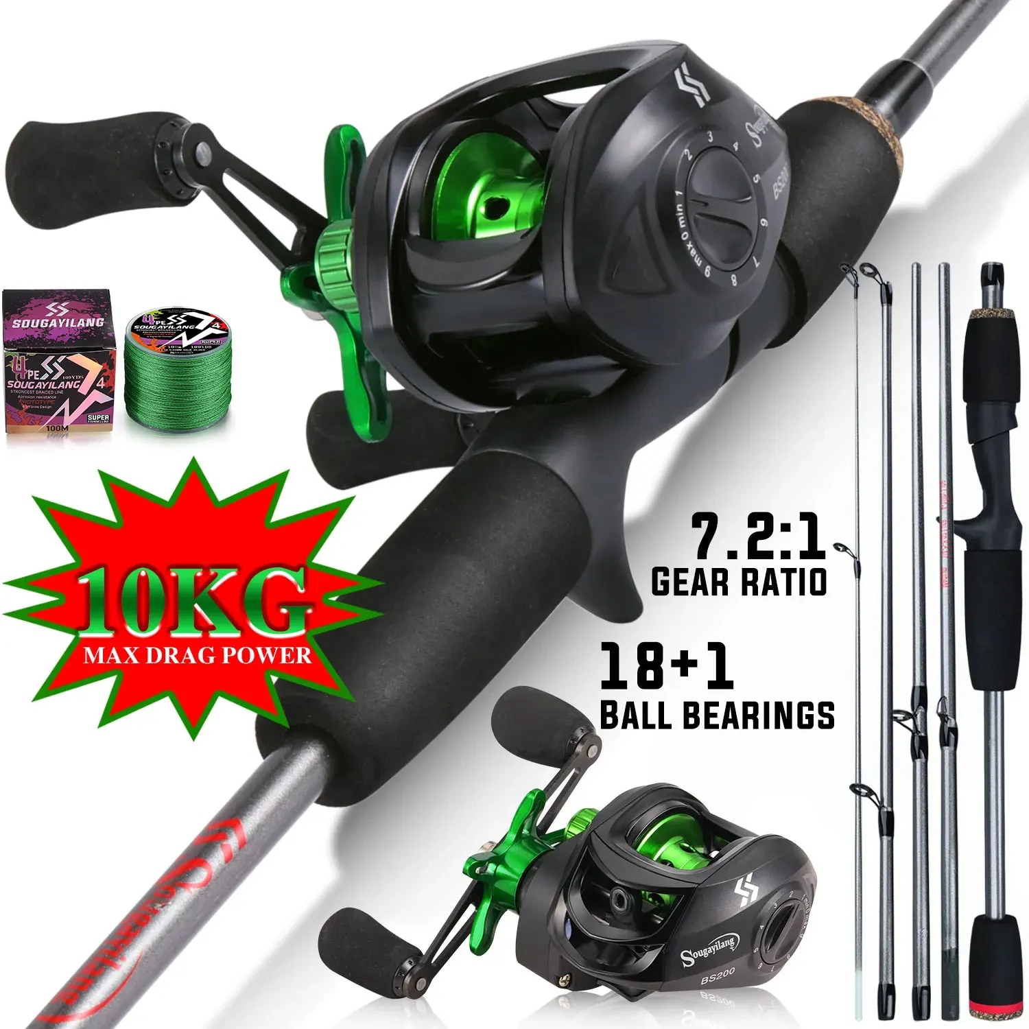 Sougayilang Fishing Rod Combo  - Fishing Line Spooler 评论和价格